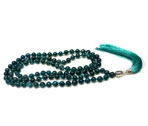 Perles de pierre naturelle bleue d'apatite 108 perles de Mala bijoux de méditation Yoga longues perles Premium collier de Mala - Product Image 1