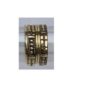 ทองเหลืองขัดกำไลข้อมือชุดที่มีรูปแบบและรอบทองเหลืองขัดเครื่องประดับโลหะสำหรับผู้หญิงและสาว - Product Image 3