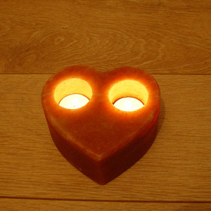 Himalayan Heart Shape 2 Holes,2 Hole Heart Shape Candle Holder Himalayan,natural USB heart shape salt lamp - Product Image 1