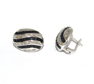 Memoria Jewels 100% Beautiful Blue Sapphire and Cubic Zirconia <b>Silver</b> Plated Vintage Oval <b>Stud</b> Earrings with for Certificate - Product Image 3