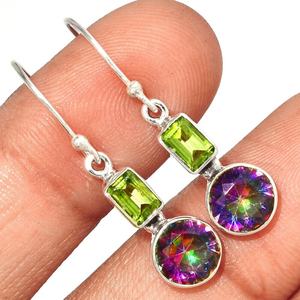 ต่างหูเงินสเตอร์ลิง925สไตล์วินเทจทำด้วยมือทองชุบเพอริดอทสีทองเครื่องประดับห้อยบุษราคัมสำหรับงานเลี้ยงงานแต่งงานแบบคลาสสิก - Product Image 1