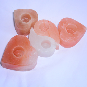 Portavelas de luz de té de sal rosa del Himalaya de calidad superior pura 100%, artesanías naturales en forma de corazón, diseño elegante de Feng Shui - Product Image 2