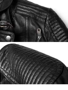 Veste en cuir pur à la mode nouveau design pour femmes col montant moto motard à manches longues style formel - Product Image 4