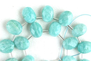 Piedra preciosa de amazonita natural al por mayor, cuentas sueltas, joyería popular, piedra ovalada facetada, estilo de colección Briolette - Product Image 2