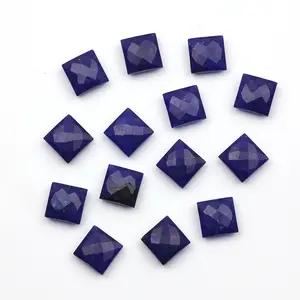 Lapis Lazuli แหวนอัญมณีทรงเหลี่ยม,เครื่องประดับอัญมณีจี้หินแลซูลี่อัญมณีแบบเหลี่ยมแบบเหลี่ยม