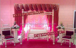 งานแต่งงานแบบแกว่งโลหะสีขาวเงินจูลา mehandi Sangeet Swing jola การตกแต่งงานแต่งงานสีขาวที่กำหนดเอง USA - Product Image 5