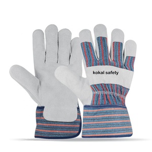 Gant de gréement en cuir de vache Gant en coton à rayures/Gants de travail 707 - Product Image 1