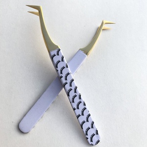 Pince à épiler professionnelle d'extension de cils en acier inoxydable japonais méga Volume or pointu papier durable enduit pour naturel - Product Image 4