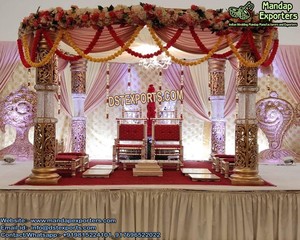 Magnifique grand mariage Mandap en bois avec produit de décorations de mariage dynamique à l'aspect fluorescent - Product Image 6