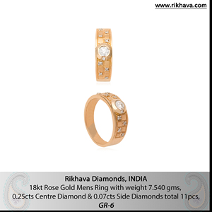 Anillo de oro rosa con diamantes para hombre - Product Image 6