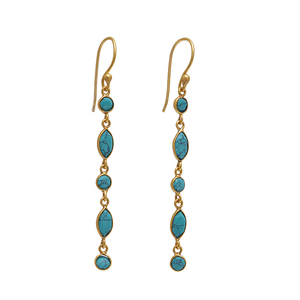 Turquoise gemstone bezel setting 925 sterling silver jewelry wholesale earrings - Product Image 1
