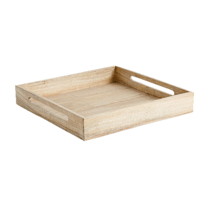 Plateau de service rectangulaire en bois avec porte-verre, design minimaliste fait main, assiette en bois massif - Product Image 2