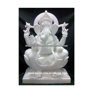 รูปปั้นพระพิฆเนศหินอ่อนสีขาว - Product Image 1
