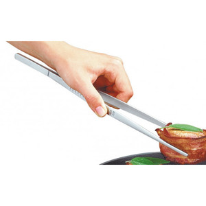 Silver Stainless Steel Kitchen <b>Tongs</b> Straight Tweezers for Food & BBQ Metal Accessories - Product Image 3