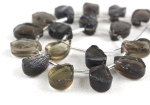 หินควอทซ์สโมควอทซ์ขัดด้านข้างทรงลูกแพร์อัญมณีหยาบทำด้วยมือเครื่องประดับหินสีน้ำตาลขายส่ง - Product Image 4