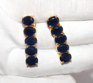 40.89gm zafiro azul natural chapado en oro pendientes, colgantes y collar conjunto joyería para venta al por mayor - Product Image 5