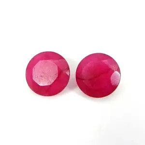 Indian ruby 10mm round cut 6.65cts pair gemstone for jewelry