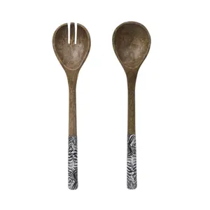 Enamel Color Mango Wooden Salad <b>Servers</b> - Product Image 1
