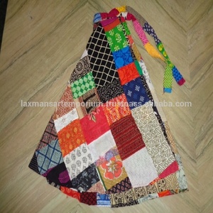 กระโปรงยาวแบบตัดต่อผ้าคอตตอน,กระโปรงยาวแบบโบฮีเมียนสำหรับสุภาพสตรี - Product Image 5