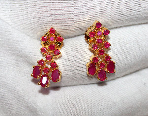 32.14gm A+ ต่างหู ชุบทองทับทิม สวยมาก จี้ และชุดสร้อยคอ เครื่องประดับ - Product Image 4