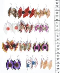 ต่างหูทอรูปผีเสื้อหางม้าเครื่องประดับขนม้าสีสันธรรมชาติแบบห้อยทำด้วยมือ - Product Image 2