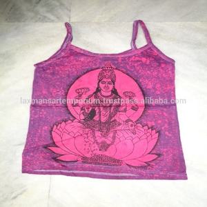 Mode féminine déesse hindoue batik imprimé coton débardeur t-shirts fournisseur en gros de l'inde - Product Image 1