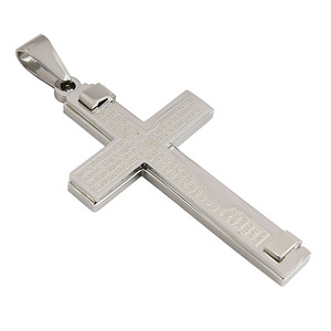 Verso de la Biblia grabado Cruz de acero inoxidable colgante de joyería - Product Image 6