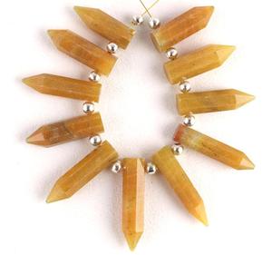 Cuentas de Briolette con forma de lápiz puntiagudo facetado de piedras preciosas de jaspe amarillo Natural de grado AAA para collar de joyería hecha a mano y abalorio - Product Image 1