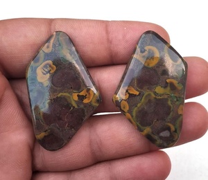 Belle Collection 2 pièces de qualité supérieure, imprimé de forme fantaisie, dos plat lisse, pierres précieuses en vrac, fruits naturels, Cabochons en jaspe - Product Image 5