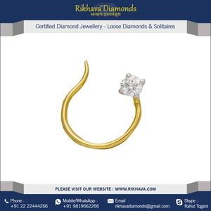 18kt เพชรสีเหลืองทองขาจมูกสำหรับผู้หญิง - Product Image 4