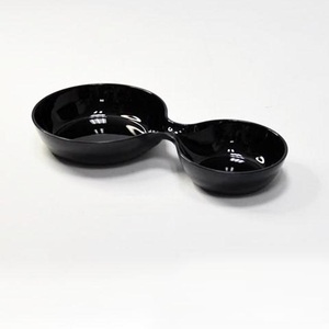 Estante para platos de plástico acrílico redondo negro de 2 vías - Product Image 1