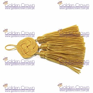 Borla de Hilo Metálico Dorado con Nudo, 3 Piezas Pequeñas, Decoración Textil para el Hogar - Product Image 2