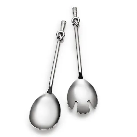 Stainless Steel Knot Design Handle Salad Server Set