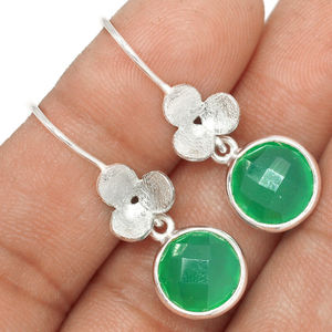 Boucles d'oreilles en argent sterling 925 Onyx vert naturel Bijoux fins faits à la main Boucles d'oreilles en argent sterling 925 Fabricant de bijoux - Product Image 1