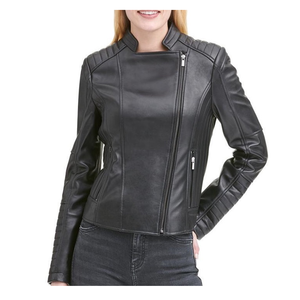 Chaqueta de cuero de inspiración vintage para mujer, ropa de diario ajustada, ropa de abrigo informal ligera, ropa de abrigo transpirable de estilo urbano - Product Image 1