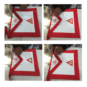 Delantal bordado de oficial de Arco Real masónico, cuello de cinta de base, punto de cruz y parche de costura, producto artesanal - Product Image 2