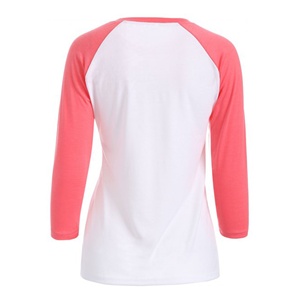 Camisetas estampadas de algodón 100% de estilo Vintage para mujer, manga completa raglán, marca personalizada, estampado en el pecho, bordado ecológico de talla grande - Product Image 2