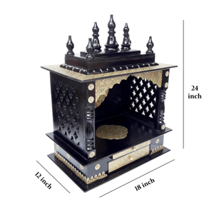 Compact <b>Wooden</b> Temple for Apartments | Handcrafted Wall Mount Mandir | Indian Spiritual Home Decor Piece Hand Artisan Worship - Product Image 3
