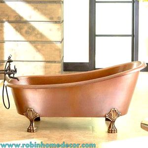Bañera de Cobre Antigua de Superficie Sólida de Diseño Italiano, Hecha a Mano, Única y Vintage - Product Image 5