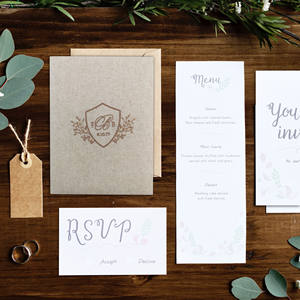 Invitations de mariage rustiques en lin d'origine thaïlandaise avec broderie personnalisée - Product Image 6