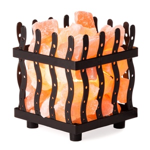 Paniers en forme de bol en bois de rose de l'Himalaya Décor élévateur à lueur naturelle avec lampe au sel et touche attrape-rêves - Product Image 3