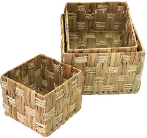 Handmade Water <b>Hyacinth</b> <b>Basket</b> Natural Eco Friendly Lightweight Decorative Storage Bin Durable Kitchen Organizer - Product Image 1