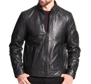 Chaqueta de cuero auténtico con detalles de cremallera, estilo motero, para motocicleta, clásica, de cuero real - Product Image 4