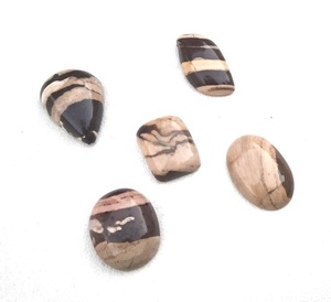 Cabujones sueltos de jaspe de coco de 5 piezas de alta calidad, piedras preciosas naturales de diseño multiforma suaves para la fabricación de joyas - Product Image 1