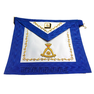 Delantal de cuero bordado AASR de 14 grados Elite Freemason Regalia con equipo de base para punto de cruz y costura - Product Image 1
