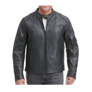 Chaqueta de cuero para motociclista W Back Air Vents Biker Style Chaqueta de motocicleta Classic Real Leather Fashion Jacket - Product Image 1