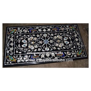 Rectangular Marble Pietra Dura Table Top, Inlay Marble Table Top - Product Image 1