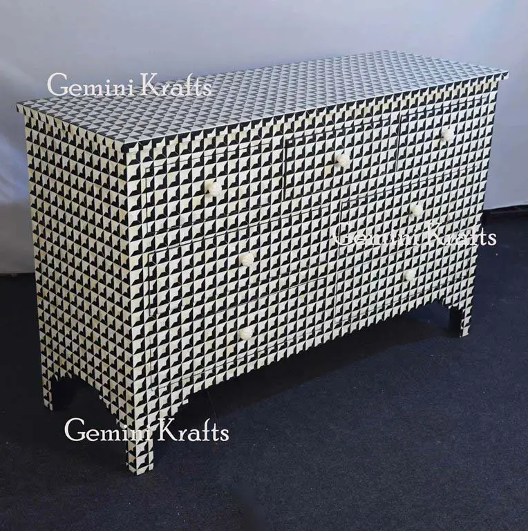 Modern Large Bone Inlay Chest Of Drawers