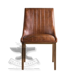 Silla de comedor de respaldo largo de cuero Vintage - Product Image 2