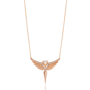 Pendentif en pierre de Zircon brillant avec ailes d'ange, collier en argent Sterling 925 turc fait à la main, vente en gros - Product Image 1